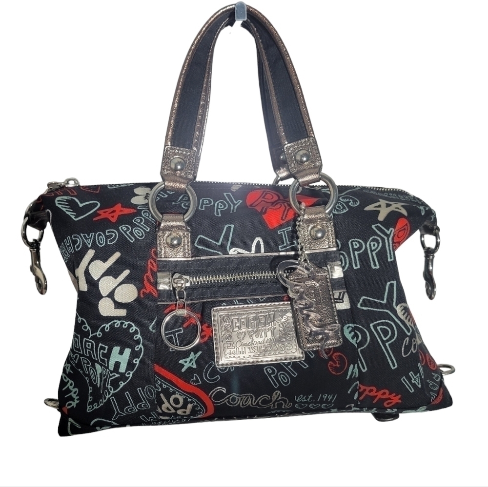 Coach Poppy Graffiti Hearts Satchel EUC